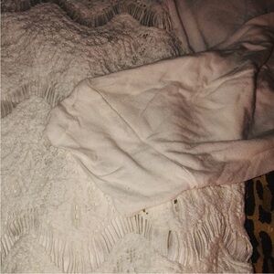 Nine West  large Ivory 3/4 sleeve top crochet lace overlay front solid back